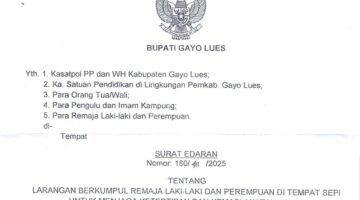 Cegah Pergaulan Bebas, Pemkab Gayo Lues Larang Remaja Berkumpul di Tempat Sepi