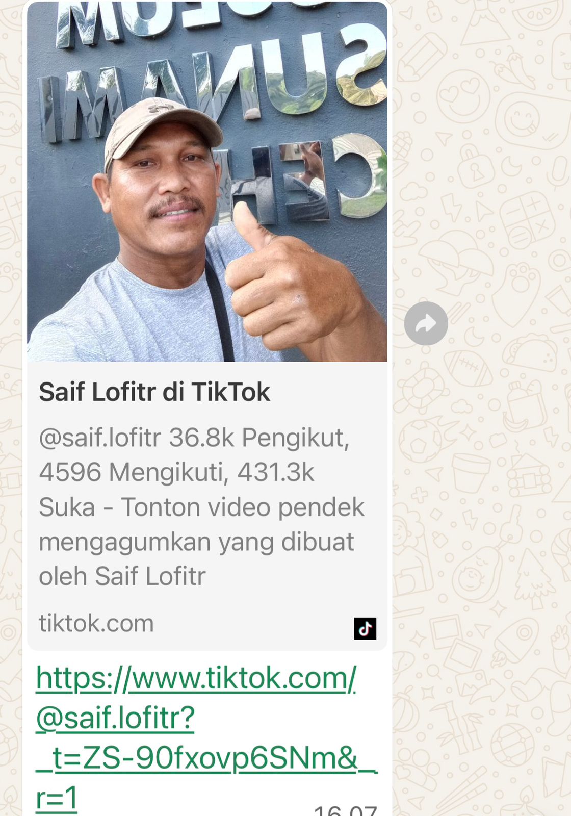 Satu tayangan video dari akun Tiktok Saif Lofitr