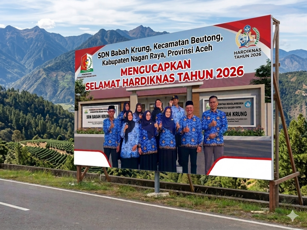Keluarga Besar SDN Babah Krung Kecamatan Beutong Kabupaten Nagan Raya Mengucapkan Selamat Hardiknas Tahun 2026