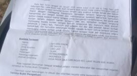 Keterangan Poto. Surat laporan polisi korban kepada Polres Aceh Tenggara.