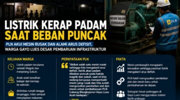 Listrik Kerap Padam Saat Beban Puncak, PLN Akui Mesin Rusak dan Alami Arus Defisit, Warga Gayo Lues Desak Pembaruan Infrastruktur