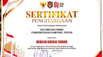 Kampung Pertik Kecamatan Pining Raih Penghargaan Kinerja Terbaik dari Pemerintah Daerah